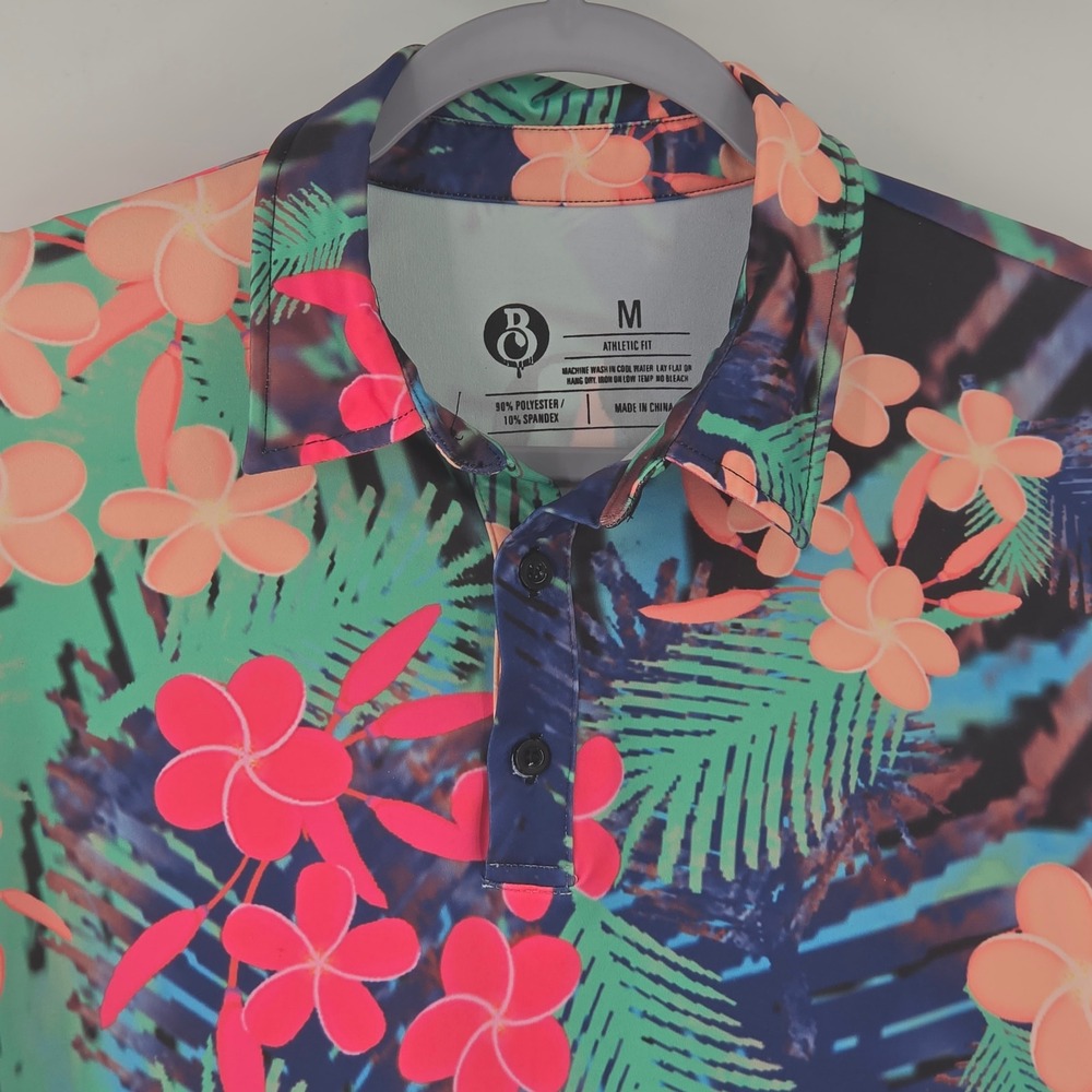 Bogey Boys Mens M Athletic Fit Tropical Floral Golf Polo Shirt Bogey Is Life